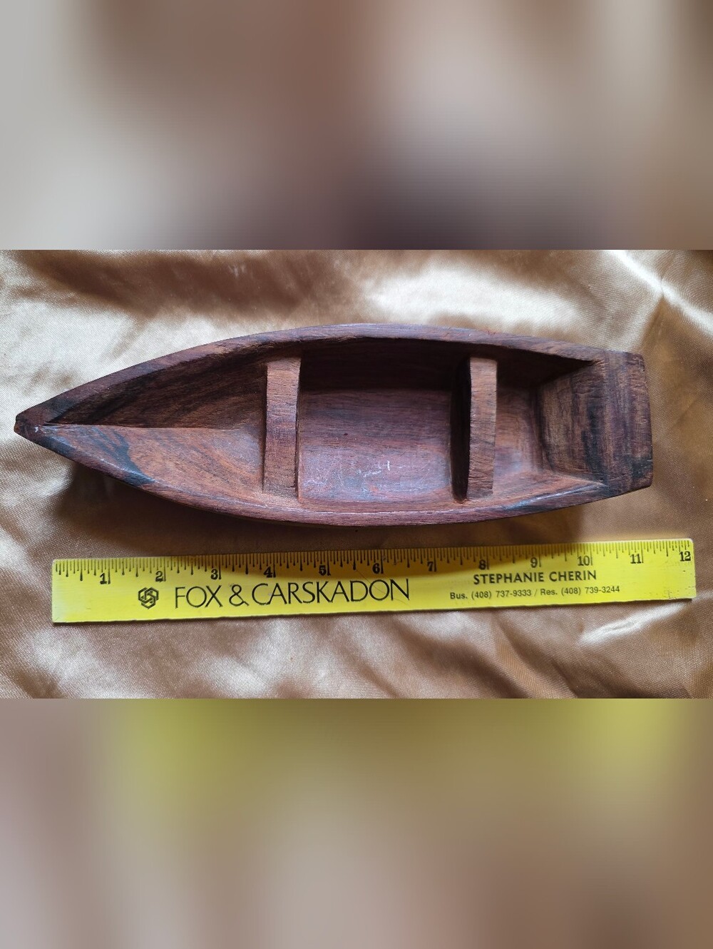 Unique Vintage Hand Carved Ironwood Rowboat